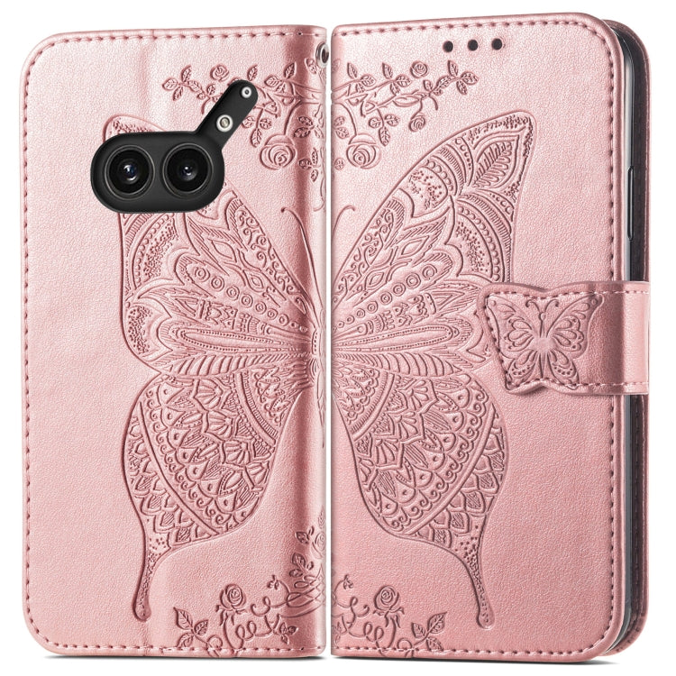 Funda de Cuero For Nothing 2A Plus con Relieve Mariposa y Flor (Oro Rosa)