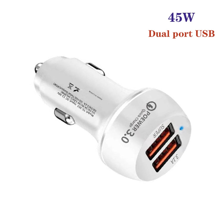 Cargador De Coche Totalmente Compatible Con Usb Qc3.0 De 45 W, 30 W Y Usb 2.0 (Blanco)
