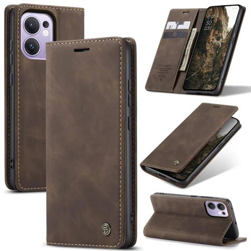 Funda de Cuero Multifuncional con Tapa Horizontal Caseme 013 para Oppo Reno13 F 4G/5G (Café)