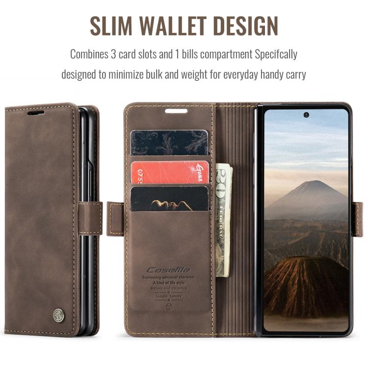 Funda de cuero multifuncional con tapa horizontal CaseMe 013 para Samsung Galaxy Z Fold7 (café)