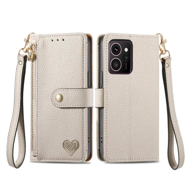 Funda de Cuero para Teléfono HMD Skyline Love con Cordón y Cremallera (Gris)