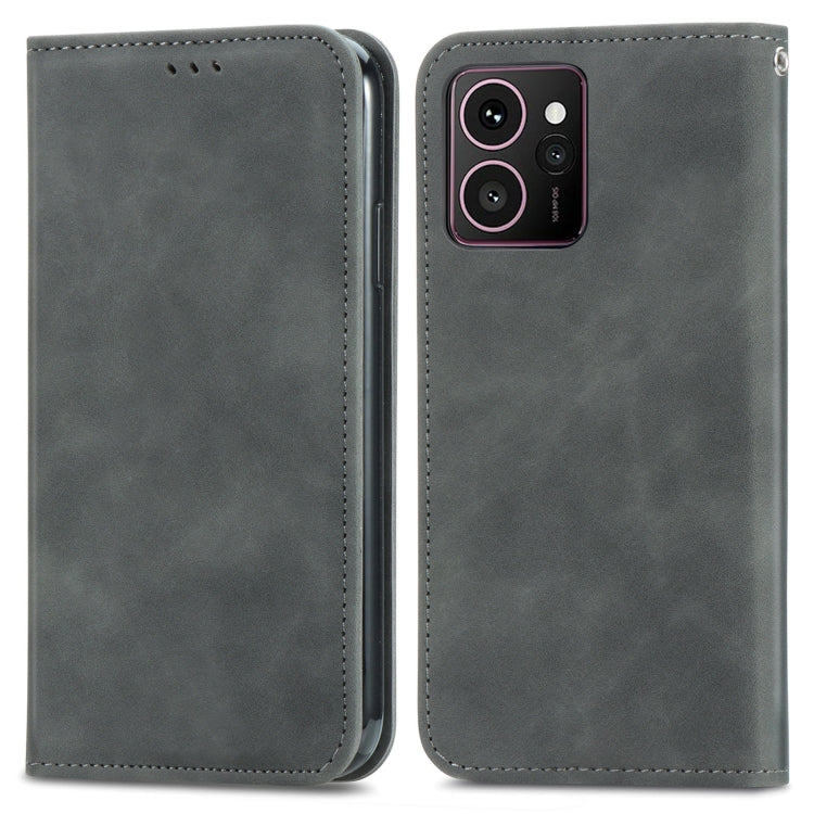Funda de Cuero con Tapa Magnética para Teléfono HMD Skyline Retro Skin Feel (Gris)
