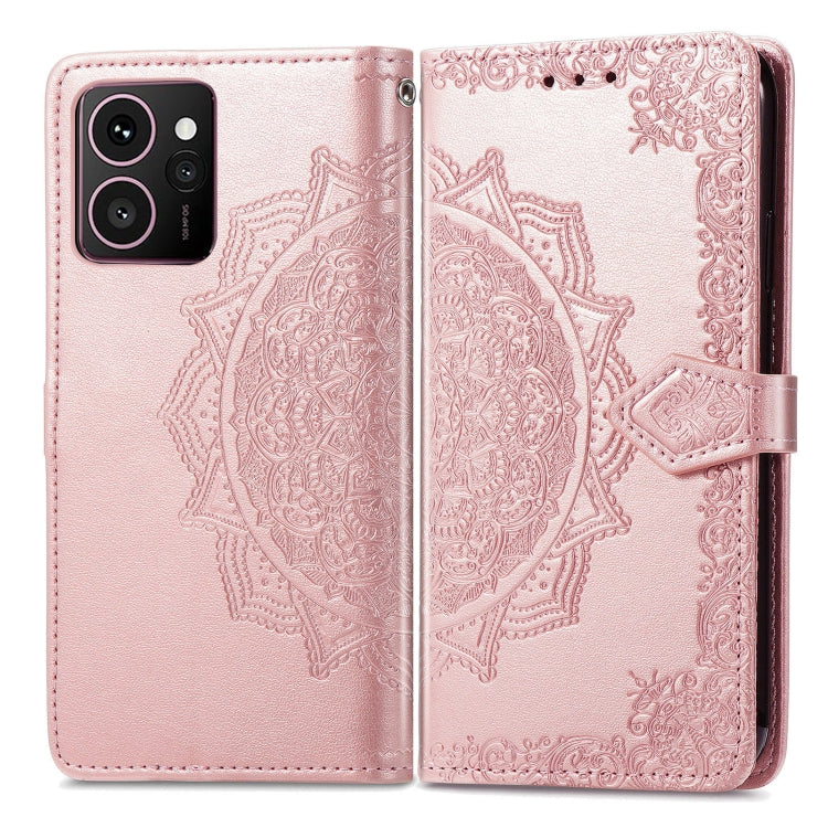 Funda de Cuero con Relieve de Flor de Mandala para Teléfono HMD Skyline (Oro Rosa)