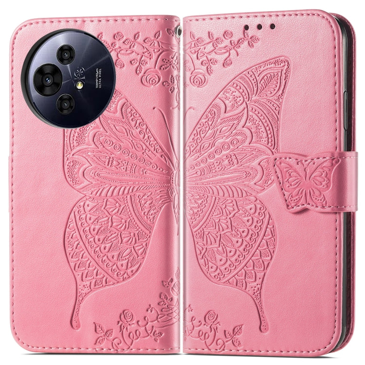 Funda Cuero TCL 50 Pro Nxtpaper con Relieve Mariposa y Flor de Amor (Rosa)