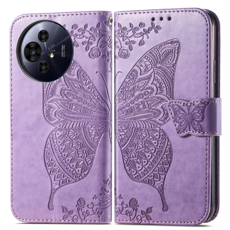 Funda de Cuero con Relieve Mariposa y Flor para TCL 50 Pro Nxtpaper (Lavanda)