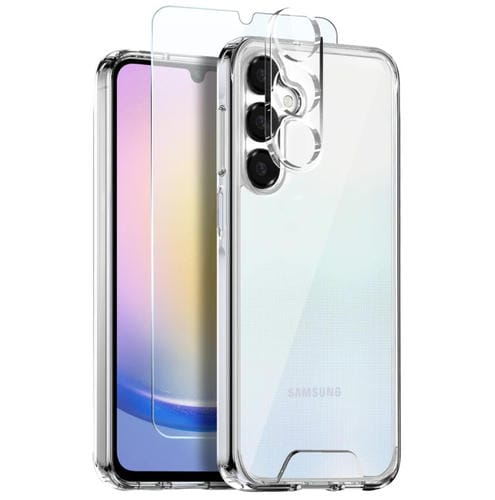 Funda para Samsung Galaxy A25 5G Northjo 3 en 1 con Película Protectora de Pantalla y Lente (Transparente)