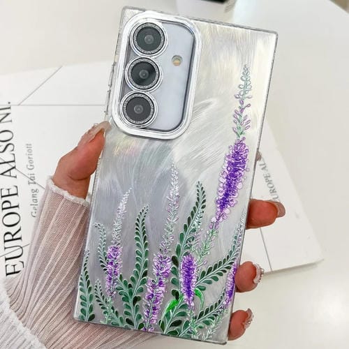 Funda TPU Samsung Galaxy A25 5G Textura Flores Plantas Galvanizadas (Lavanda Fl3)