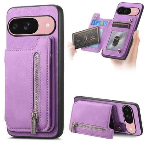 Funda para Teléfono con Cremallera Magsafe Retro Google Pixel 9/9 Pro (Morado)