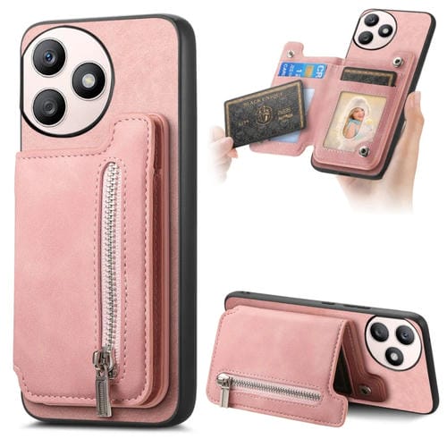 Funda para Teléfono Honor X50I+ con Tarjetero y Cremallera Magsafe (Rosa)