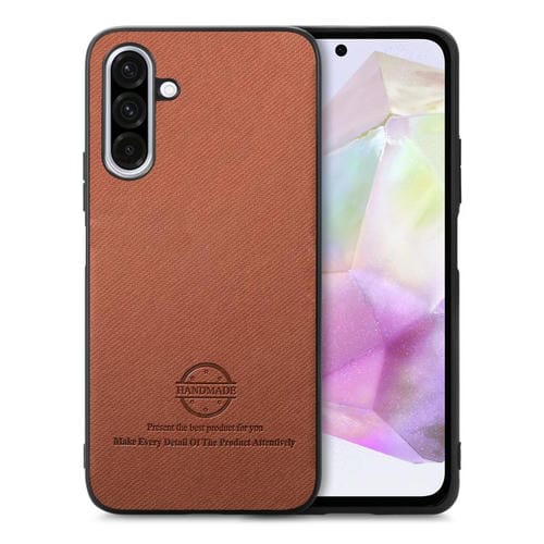 Funda para Teléfono Samsung Galaxy A36 Parte Trasera Piel y Tejido de Sarga (Marrón)
