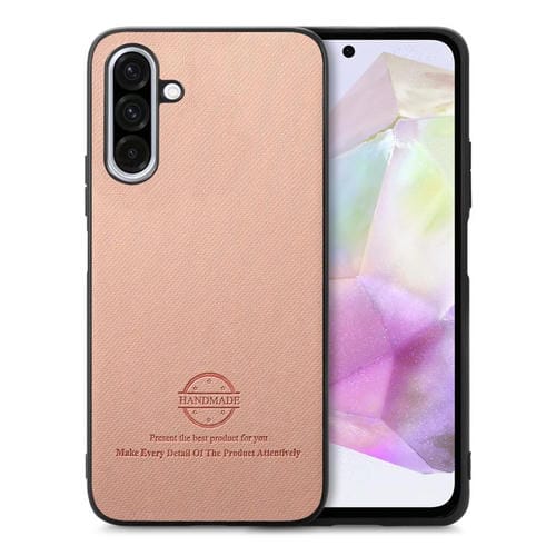 Funda para Teléfono Samsung Galaxy A56 5G Parte Trasera Piel y Tejido de Sarga (Rosa)