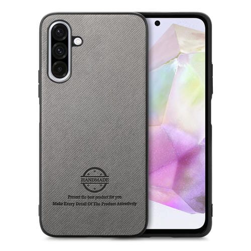 Funda para Teléfono Samsung Galaxy A56 5G Parte Trasera Piel y Tejido de Sarga (Gris)