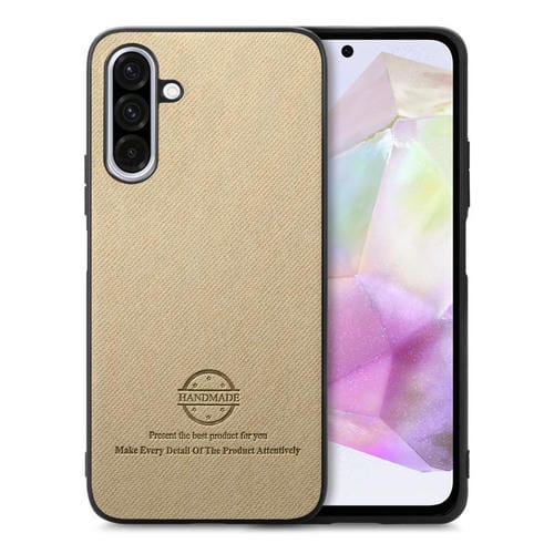 Funda para Teléfono Samsung Galaxy A56 5G Parte Trasera Piel Cuero Tela Sarga (Caqui)