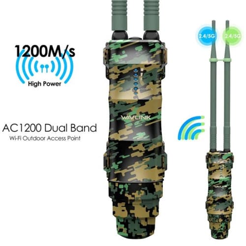 Extensor WiFi WAVLINK WN570HA2 enrutador inalámbrico doble banda AC1200 para exteriores resistente agua IP67 (Blanco)