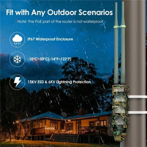 Extensor WiFi WAVLINK WN570HA2 para exteriores, resistente al agua IP67, enrutador inalámbrico de doble banda AC1200, enchufe: Reino Unido