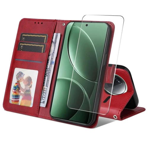 Enkay - Funda para Teléfono con Textura de Piel de Becerro y TaRJetero para Redmi K80 (Rojo)