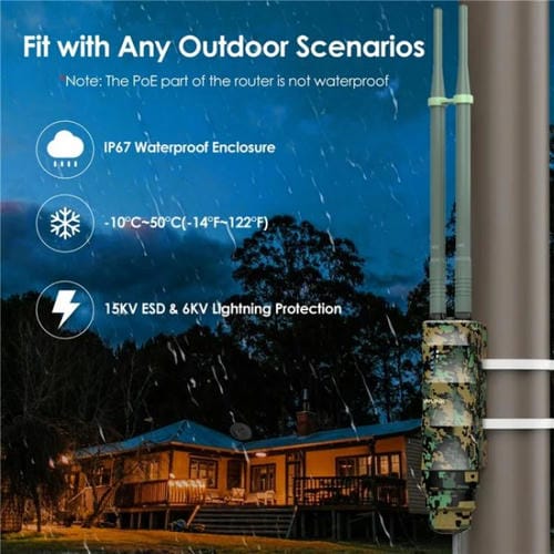 Extensor WiFi WAVLINK WN570HN2 PoE enrutador exterior resistente a la intemperie 300 Mbps (EE. UU.)