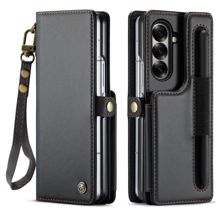 Funda antirrobo RFID para Samsung Galaxy Z Fold7 CaseMe C22 con ranuras para tarjetas (negro)
