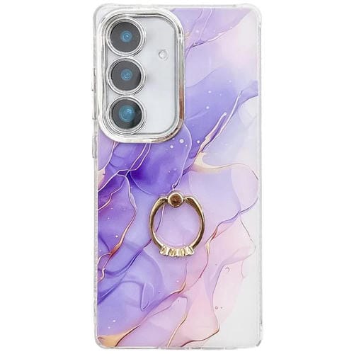 Funda para TelĂ©fono Samsung Galaxy A25 5G con Soporte de Anillo y Textura MĂĄrmol Galvanizado (PĂșrpura)