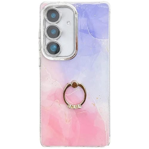 Funda para TelĂ©fono Samsung Galaxy A25 5G con Soporte de Anillo y Textura MĂĄrmol Galvanizado (PĂșrpura Rosa)