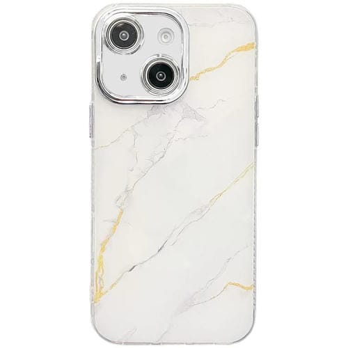 Funda para Teléfono iPhone 14 Textura Mármol Galvanizado (Oro Blanco)