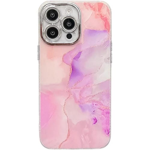 Funda para Teléfono iPhone 14 Pro Textura Mármol Galvanizado (Rosa Púrpura)