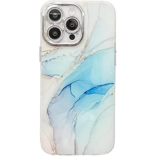 Funda para Teléfono iPhone 14 Pro Textura Mármol Galvanizado (Azul Claro)