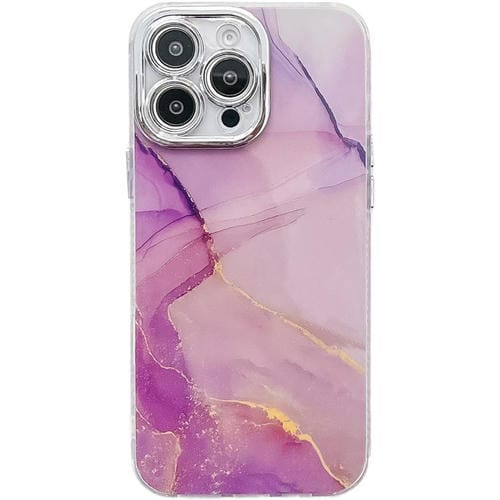 Funda para Teléfono iPhone 14 Pro Textura Mármol Galvanizado (Dorado, Morado, Rojo)