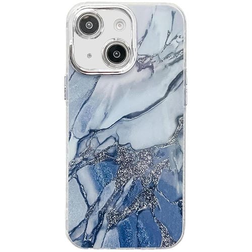 Funda para Teléfono iPhone 15 Textura Mármol Galvanizado (Azul Marino)