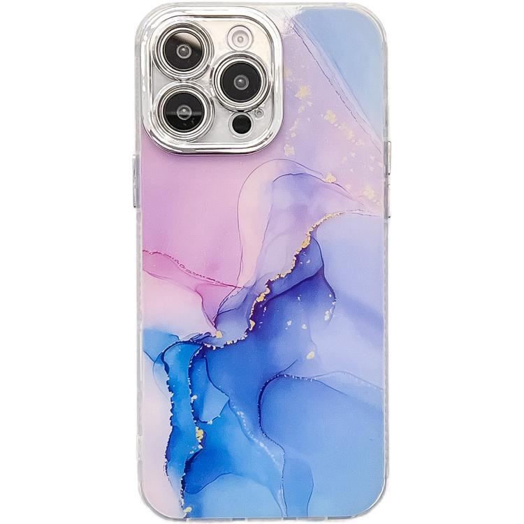 Funda para Teléfono iPhone 16 Pro Textura Mármol Galvanizado (Morado, Azul)