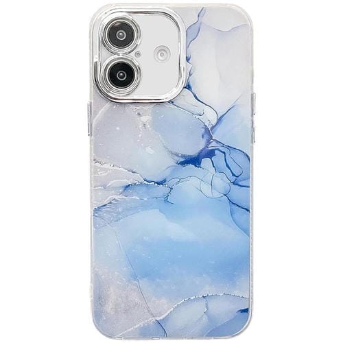 Funda para Teléfono iPhone 16 Plus Textura Mármol Galvanizado (Azul)