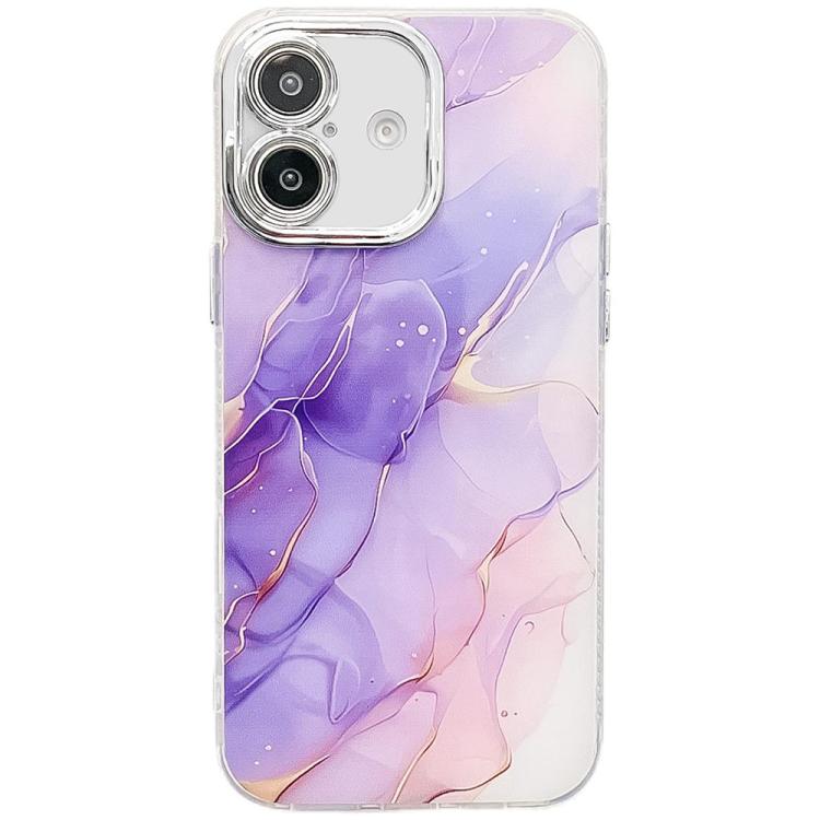 Funda para Teléfono iPhone 16 Textura Mármol Galvanizado (Morado M3)