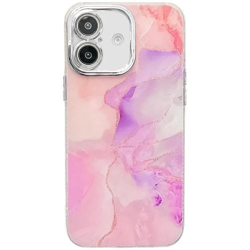 Funda para Teléfono iPhone 16 Textura Mármol Galvanizado (Rosa Púrpura)