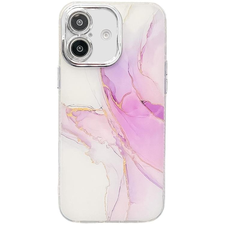 Funda para Teléfono iPhone 16 Textura Mármol Galvanizado (Morado Claro)