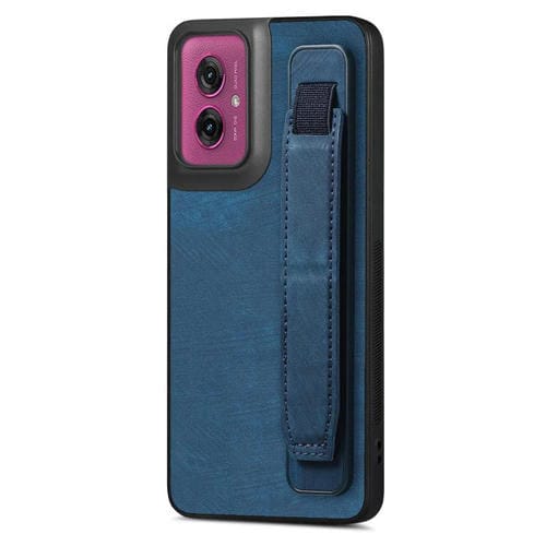 Funda de Cuero con Correa para la Muñeca para Motorola Moto G55 (Azul)