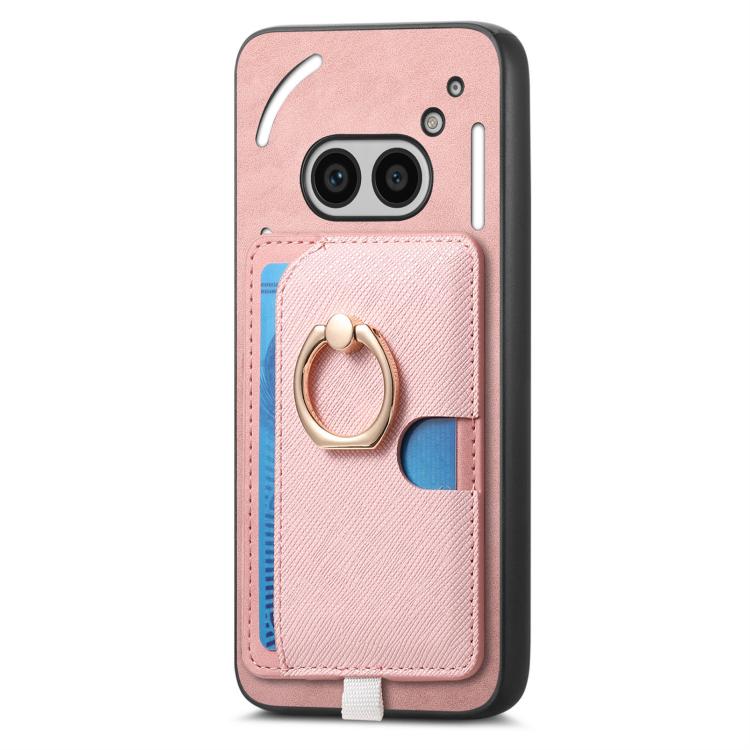 Estuche para Teléfono cmf Phone 1 Retro Cross Cuero con Anillo y Magsafe (Rosa)