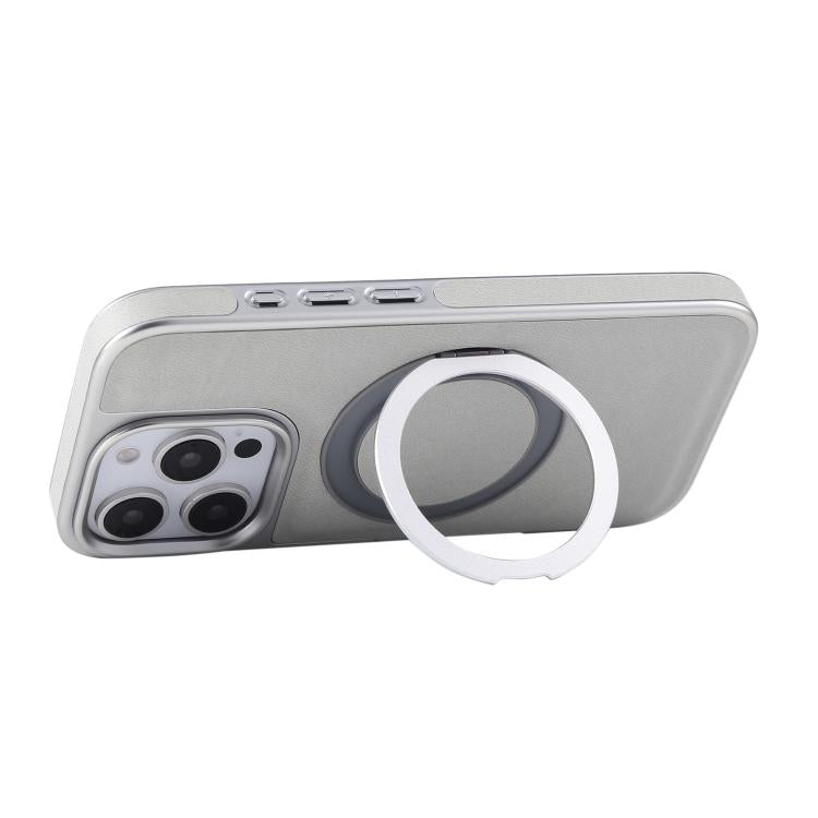Funda para Teléfono iPhone 15 Pro Max con Soporte Magsafe Giratorio de Cuero Granulado (Rojo Oscuro)