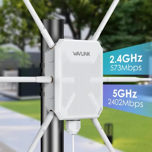 Repetidor WIFI Wavlink Wn588Hx3 Ax3000 para Exteriores con 6 Antenas Doble Banda Enchufe de la UE