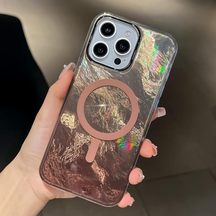 Estuche para Teléfono Apple iPhone 15 Pro Textura de Glaciar Degradado Chapado Magsafe (Oro Titanio)