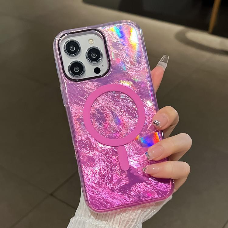 Estuche para Teléfono Magsafe iPhone 16 Pro Max Textura Glaciar Degradado (Rosa)