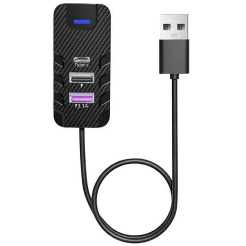 Adaptador De Cargador Para Asiento Trasero De Automóvil Con Textura De Fibra De Carbono Tipo C Y Usb Dual Y2 Con Cable De Extensión