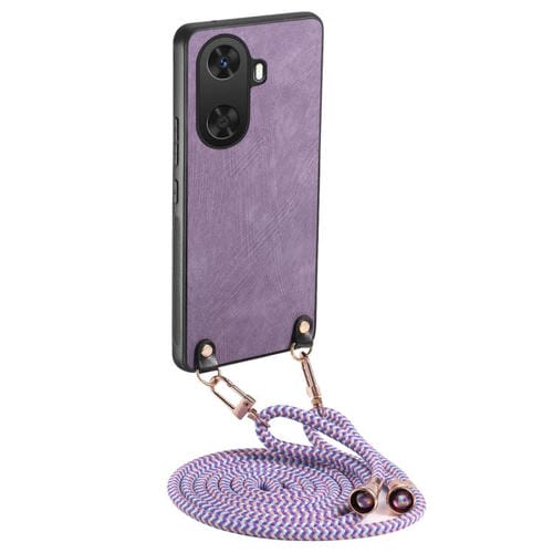 Funda de Cuero Vintage para Huawei Nova 10 Se con Correa Cruzada (Morado)