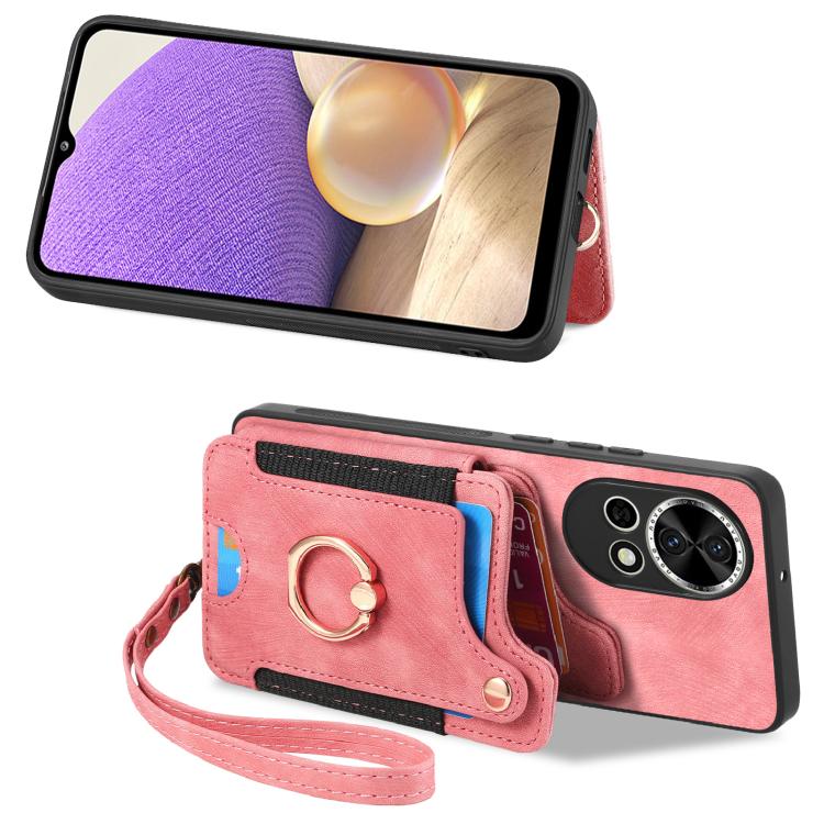 Funda para Teléfono Huawei Nova 10 Se con Billetera MultiTarjeta y Anillo (Rosa)