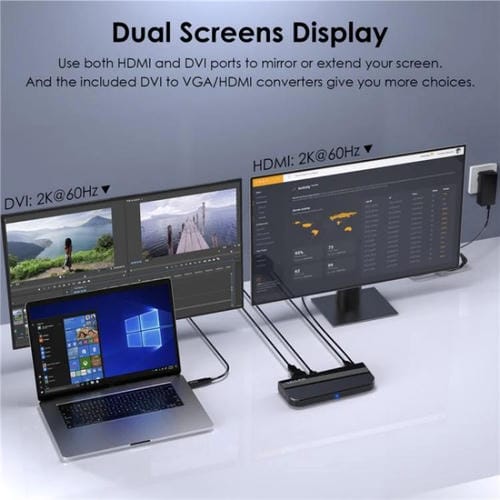 Estación de Acoplamiento Wavlink Ug49Dk1 13 en 1 para Dos Pantallas con Concentrador USB-C para Windows, Mac y Android (Enchufe EE.UU)