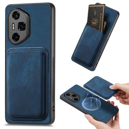 Funda para Teléfono Honor 300 con Tarjetero Cuero Retro Ultrafino y Magnética (Azul)