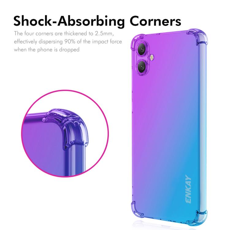 Funda ENKAY Hat-Prince de TPU con degradado y airbag para Samsung Galaxy A07 (morado y dorado)