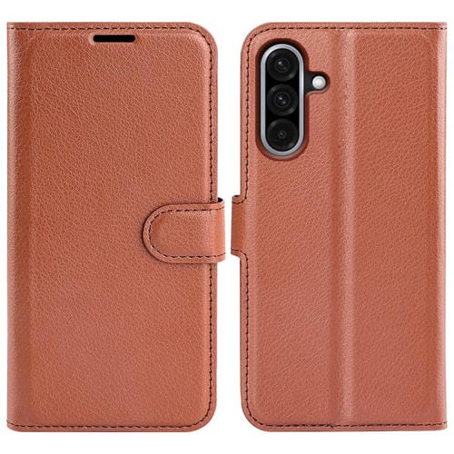 Funda de Cuero Samsung Galaxy A36 Tapa Horizontal Textura de Lichi (Marrón)