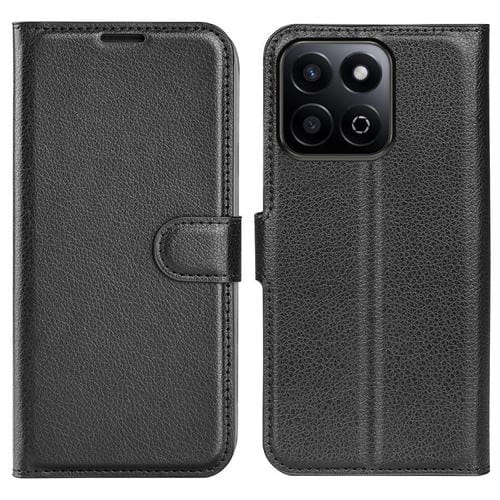 Funda de Cuero con Tapa Horizontal y Soporte para Honor 200 Smart Litchi Texture (Negra)