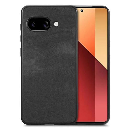 Funda de Cuero Vintage para Google Pixel 9A con Tapa Trasera de PC (Negra)