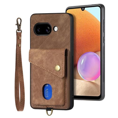 Funda de Cuero Plegable Tipo Billetera con Correa para Google Pixel 9A (Marrón)